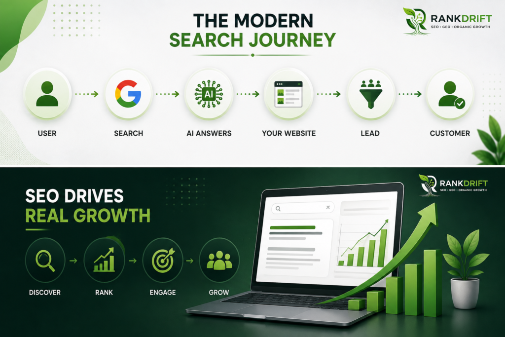 Modern SEO search journey infographic