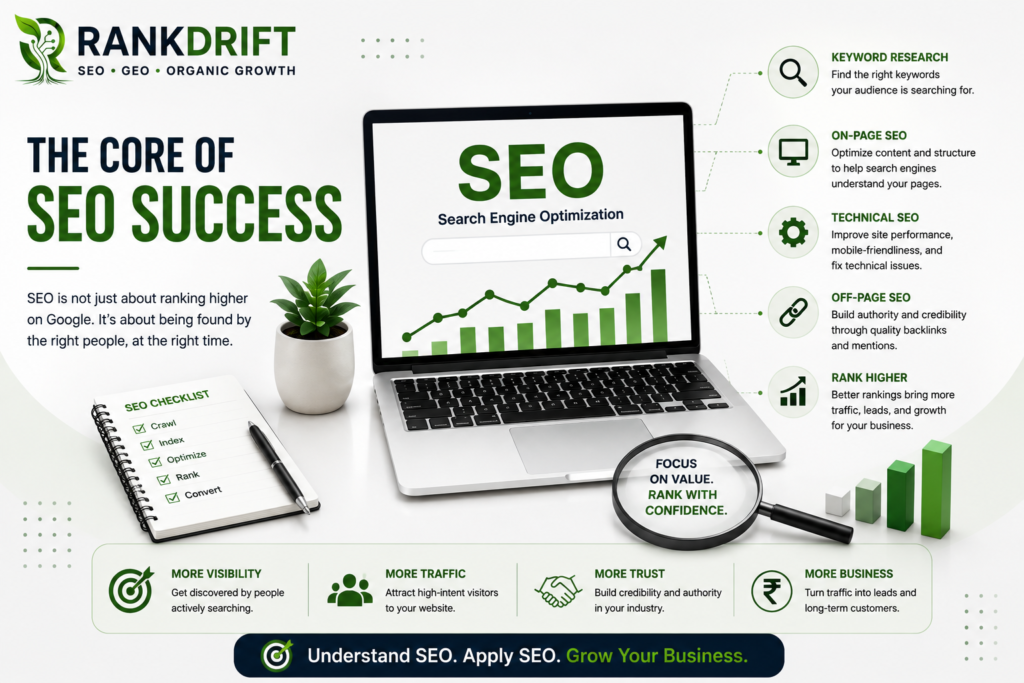 SEO basics and search engine optimization infographic